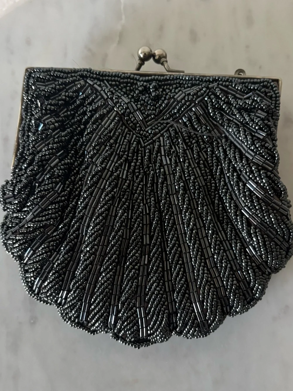 Black Beaded Shell Crossbody Bag
